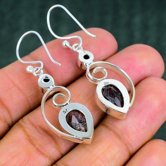 💎Rhodonite sterling 925 silver earrings! STUNNING! A REAL ASSET to any outfit!!! - Picture 8 of 8